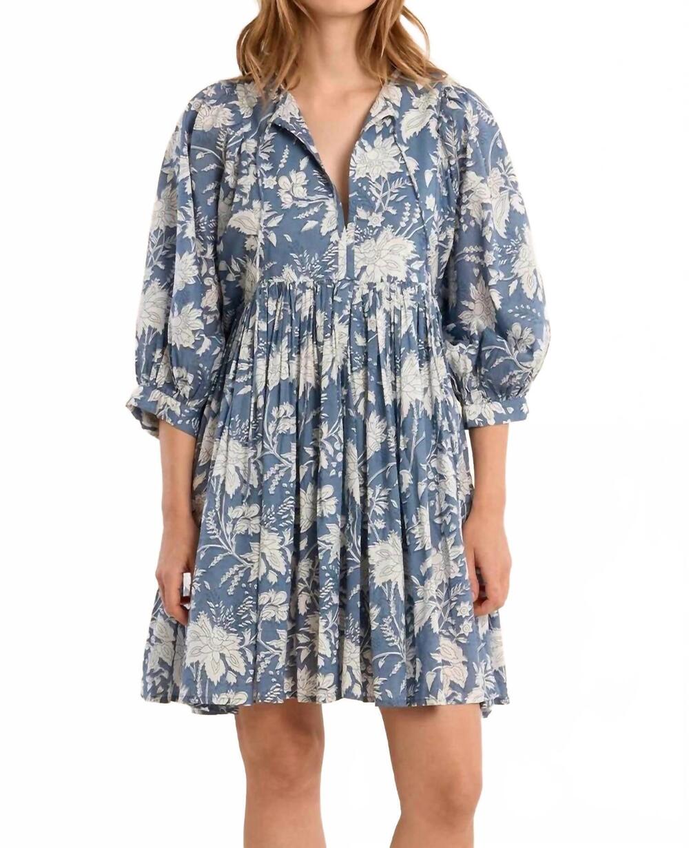 NEW MOLLY BRACKEN women's bloom cotton dress in blue